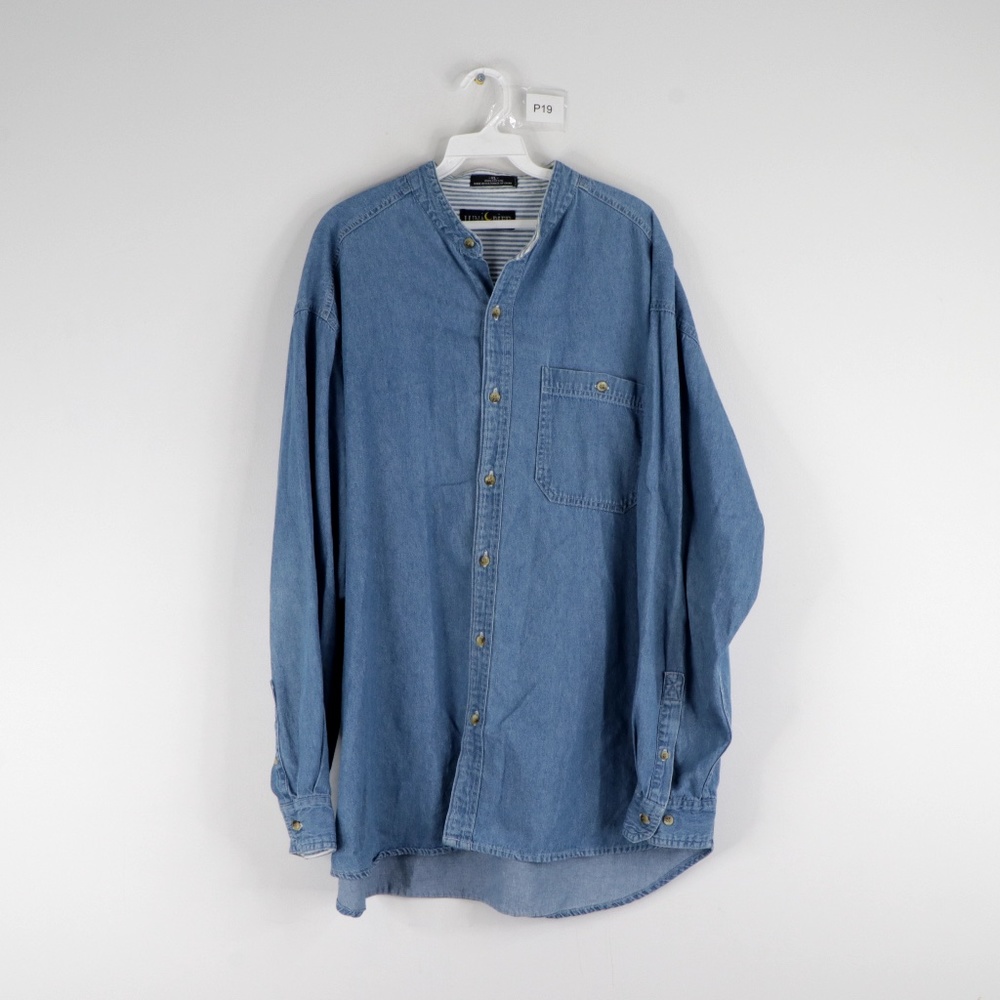 Vintage 90s God Bless America Flag Denim Shirt